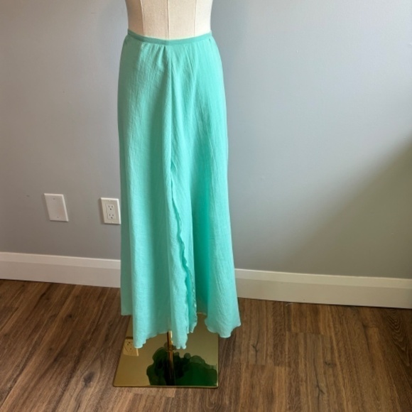 Linda Lundstrom Women's Vintage Mint Green Flowy Layered Maxi Skirt, SZ 12 - Picture 8 of 8